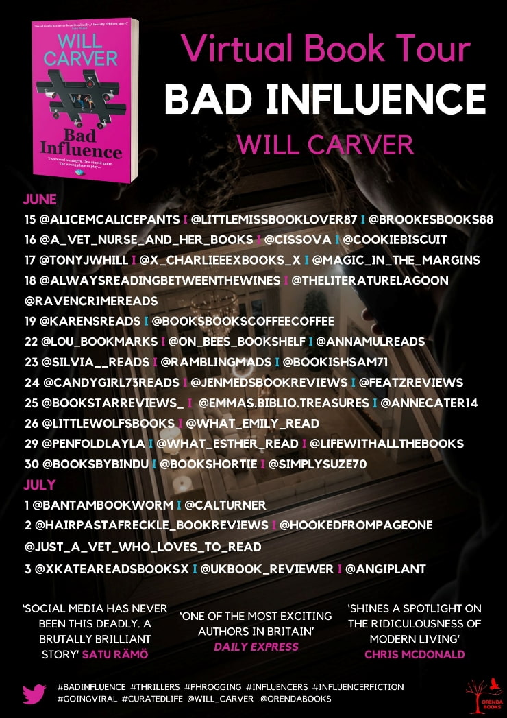 Bad Influence blog tour banner